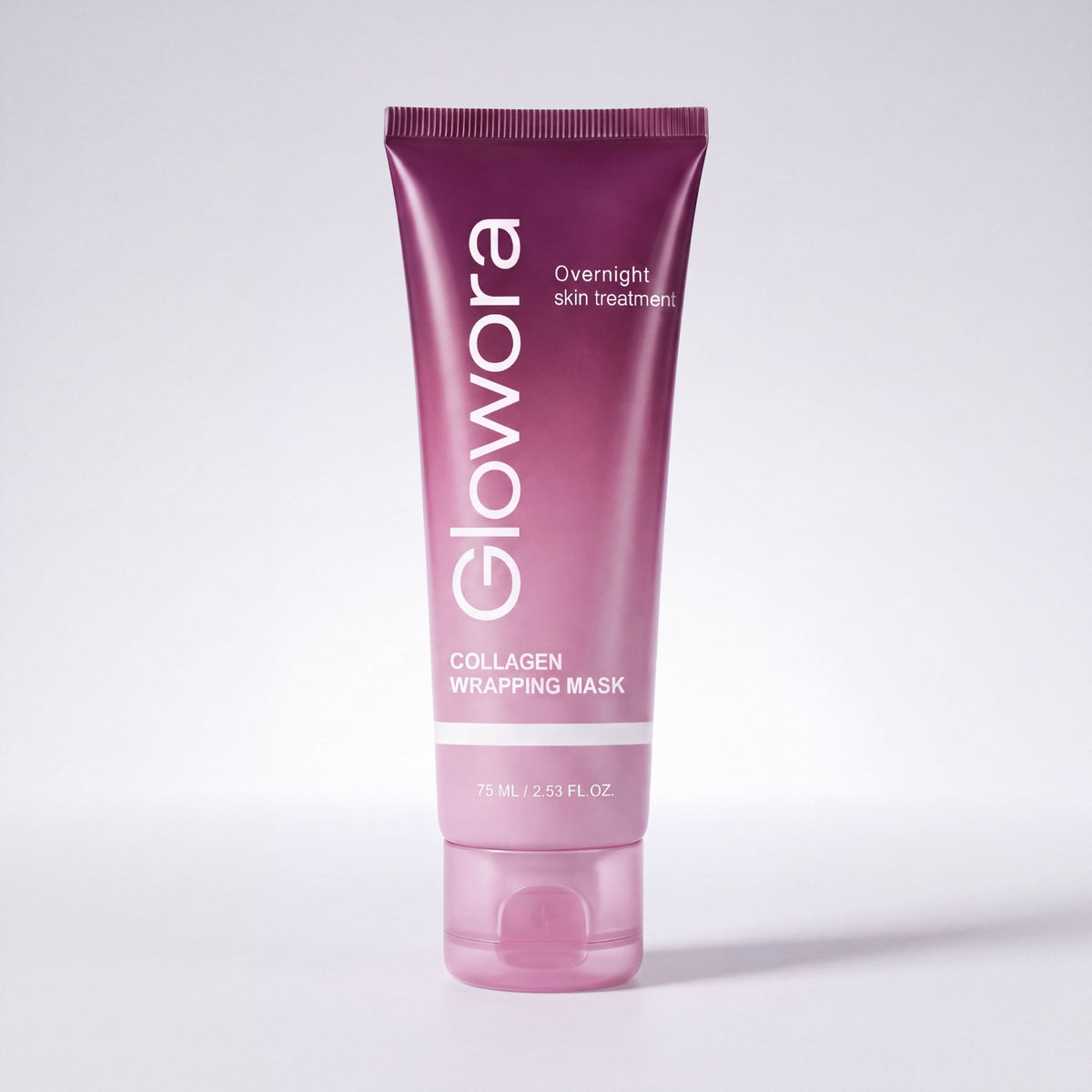 Roze Collageen Wrapping Masker tube van Glowora op lichte achtergrond