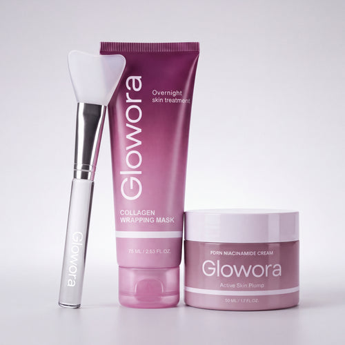 Korean Starter Set met Collageen Wrapping Masker, PDRN Niacinamide Crème en applicatiekwast