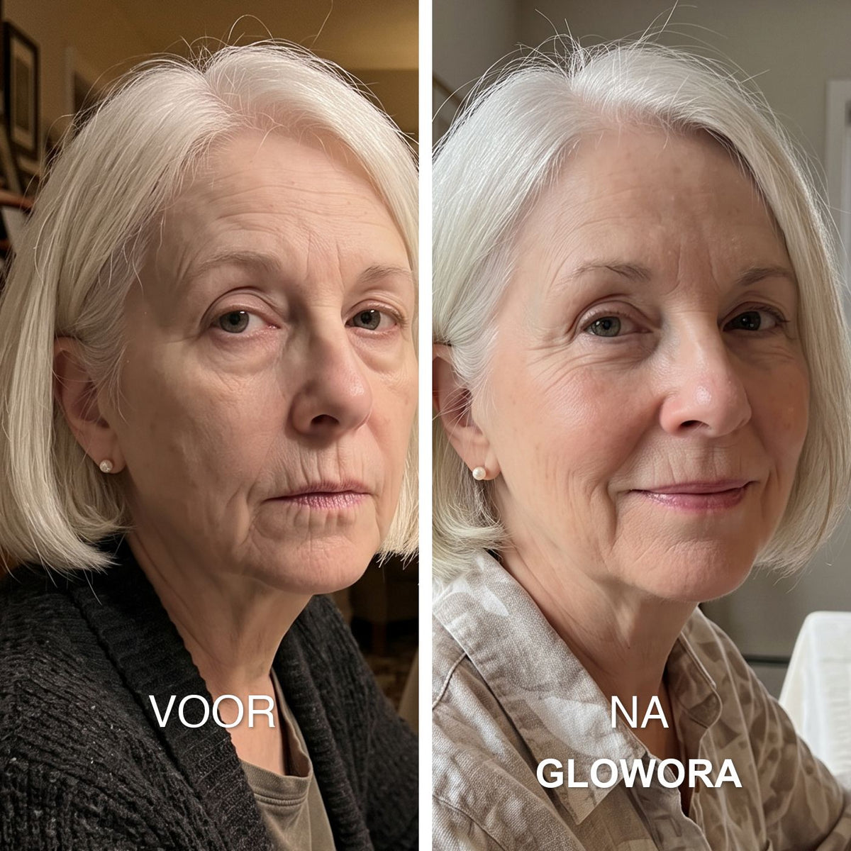 Klant voor en na, lijntjes boven de lip