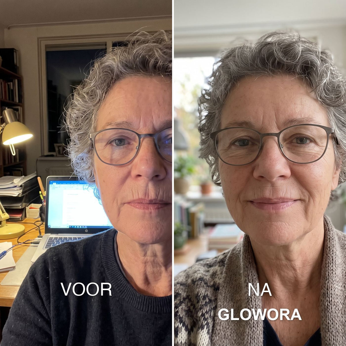 Klant voor en na, lijntjes boven de lip